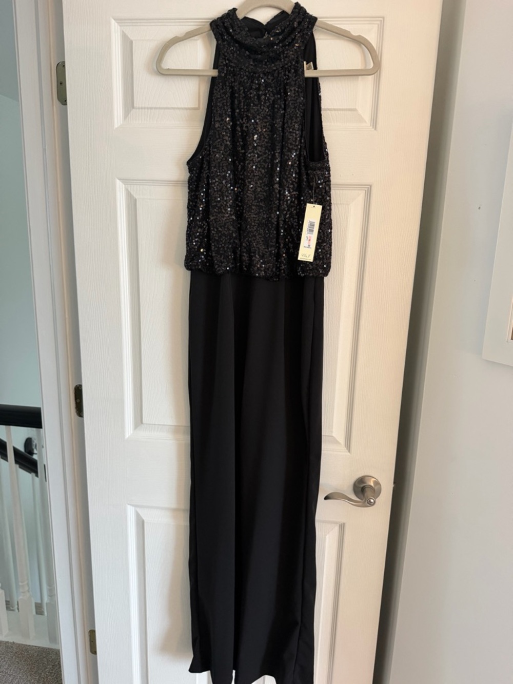 Black Sequin Halter Jumpsuit for Women